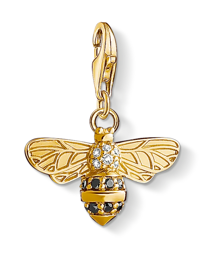 Thomas Sabo Damen Charm-Anhänger Biene, Sterlingsilber Gelbgold vergoldet, Charm Club Collection Gelbgoldfarben