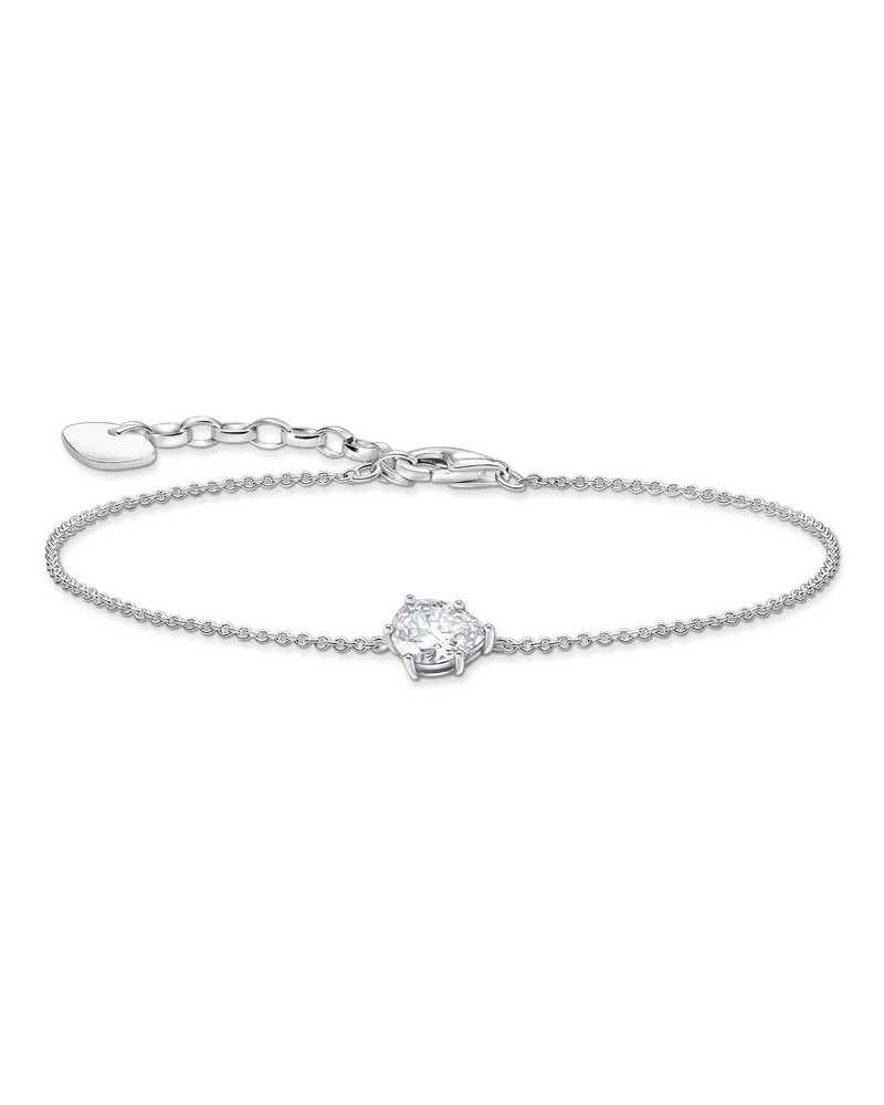 Thomas Sabo Damen Armband mit weißem Zirkonia-Tropfen Silber, Sterlingsilber Silberfarben