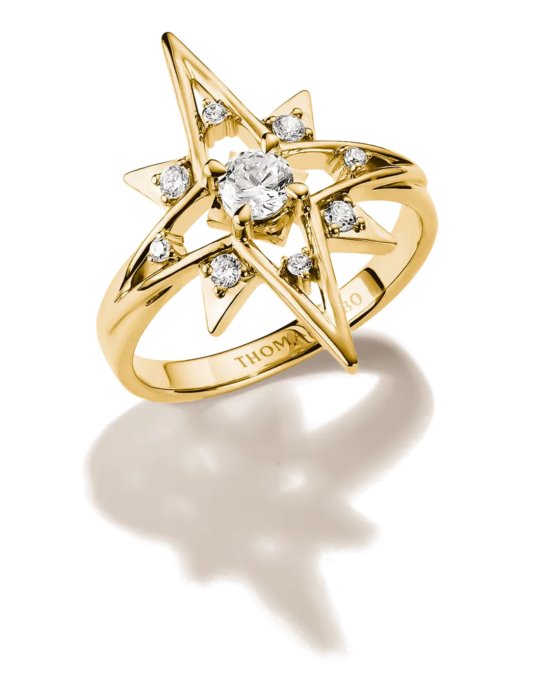 Thomas Sabo Ring Stern mit weißem Zirkonia weiß TR2550-M01-14-60 Gelbgoldfarben