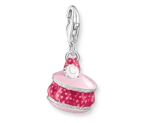 Charm-Anhänger Himbeer-Macaron pink Silber