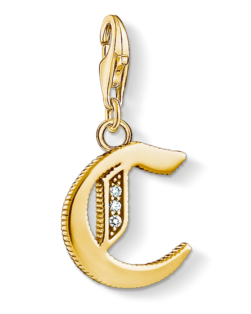 Thomas Sabo Herren Charm-Anhänger Buchstabe C gold, Sterlingsilber Gelbgold vergoldet, Charm Club Collection Gelbgoldfarben