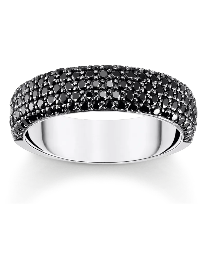 Thomas Sabo Damen Ring mit schwarzem Zirkonia-Pavé Silber geschwärzt, Sterlingsilber Schwarz
