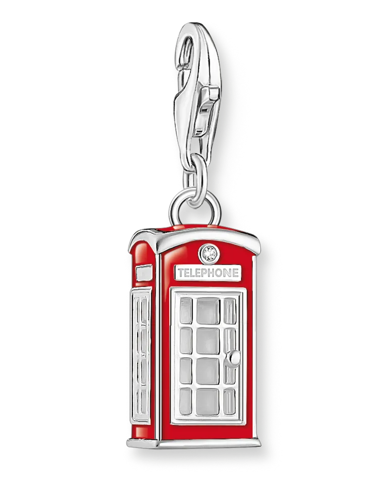 Thomas Sabo Damen Charm-Anhänger rotes LONDON Telefonhäuschen Silber, Sterlingsilber, Charm Club Collection Rot