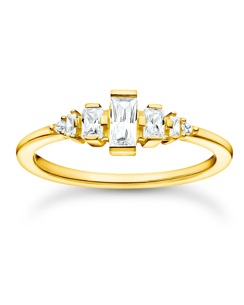 Thomas Sabo Damen Ring Vintage weiße Steine gold, Sterlingsilber Gelbgold vergoldet, Charming Collection Gelbgoldfarben