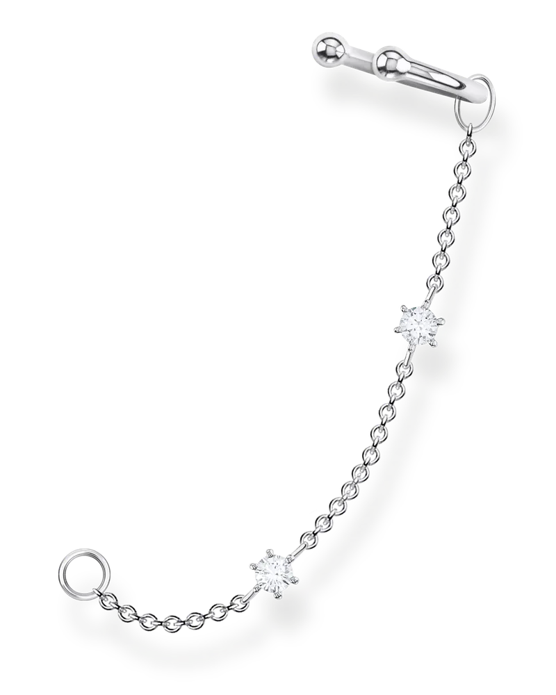 Thomas Sabo Damen Einzel Ohrklemme weiße Steine silber, Sterlingsilber, Charming Collection Silberfarben