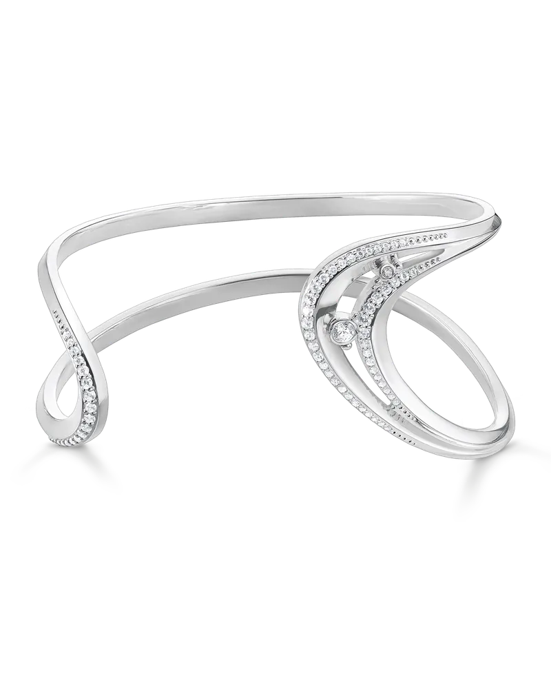 Thomas Sabo Damen Armreif Welle mit Steinen, Sterlingsilber Silberfarben