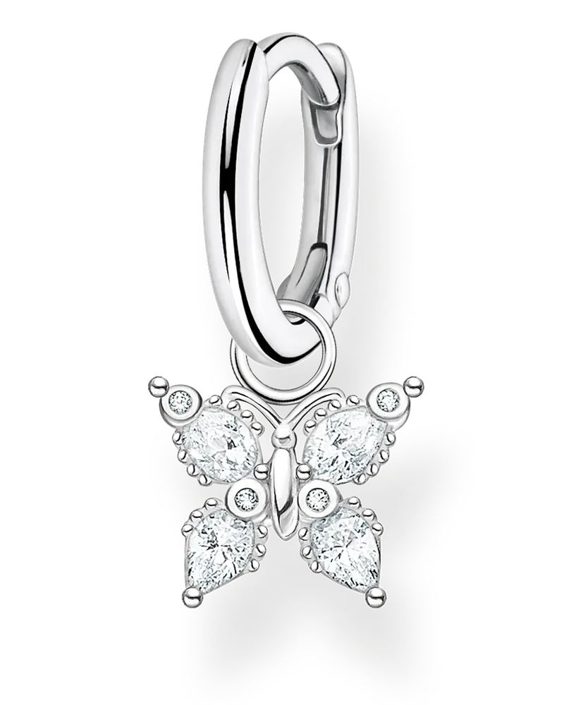 Thomas Sabo Damen Einzel Creole mit Schmetterling silber, Sterlingsilber, Charming Collection Silberfarben