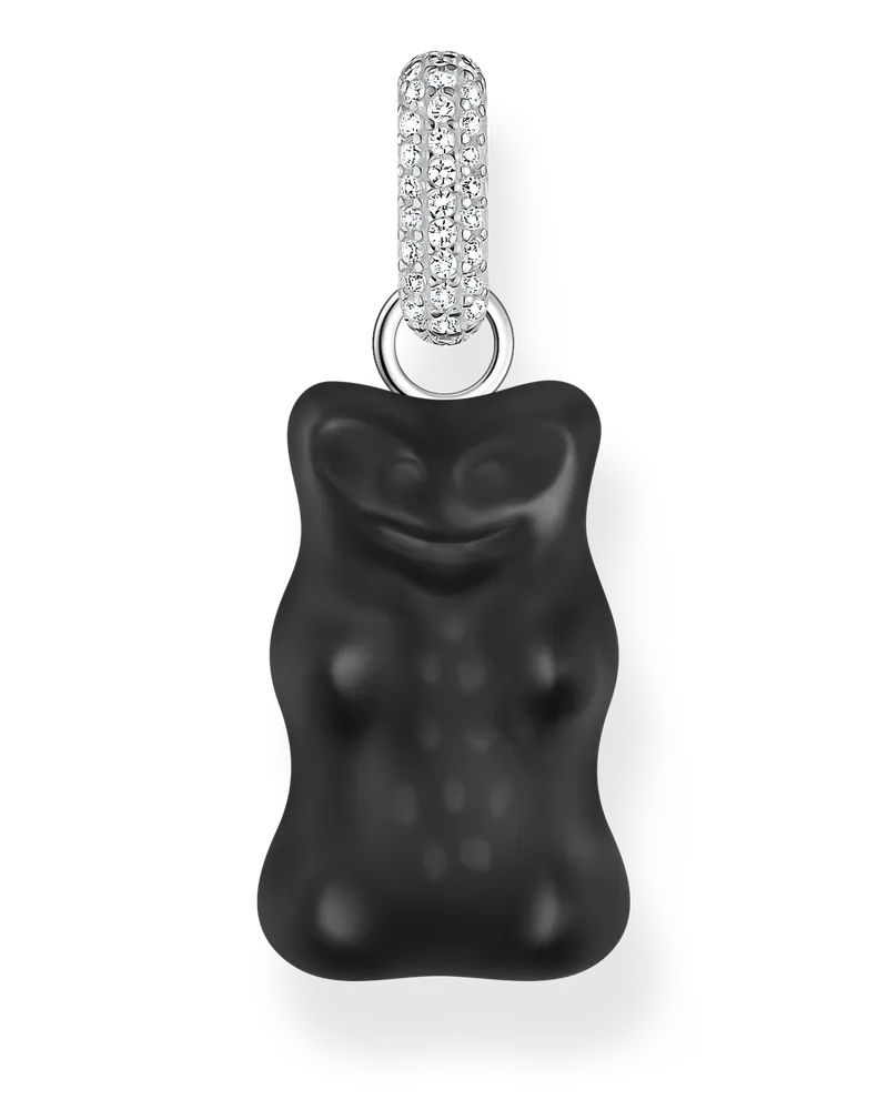 Thomas Sabo Damen Großer Anhänger schwarzer Goldbär mit Steinen Silber, Sterlingsilber / Glas Schwarz