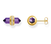 Ohrstecker mit violettem Onyx Kristall vergoldet