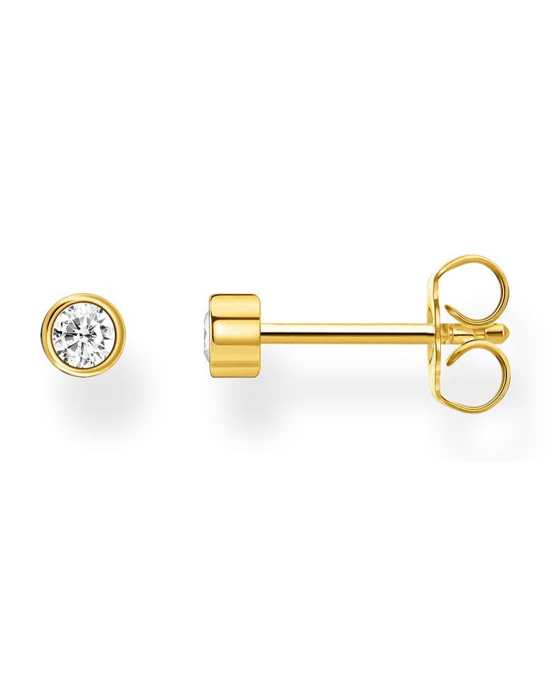 Thomas Sabo Damen Einzel Ohrstecker weißer Stein gold, Sterlingsilber Gelbgold vergoldet, Charming Collection Gelbgoldfarben