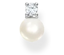 Einzel Ohrstecker Perle mit weißem Stein silber