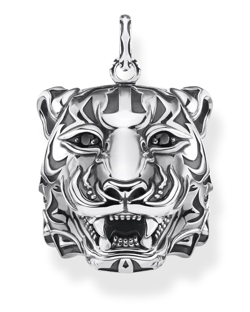 Thomas Sabo Herren Anhänger Tiger silber, Sterlingsilber Schwarz
