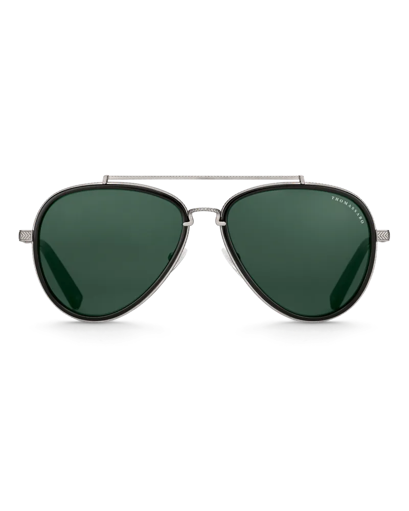 Thomas Sabo Herren Sonnenbrille Harrison Pilot Ethno Polarisiert, Sterlingsilber Anthrazit