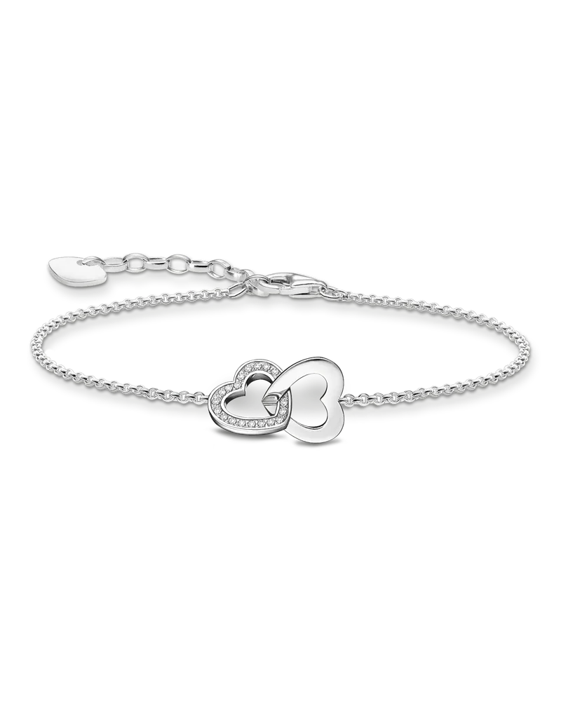 Thomas Sabo Damen Armband mit verschlungenen Herzen Silber, Sterlingsilber, Charming Collection Silberfarben