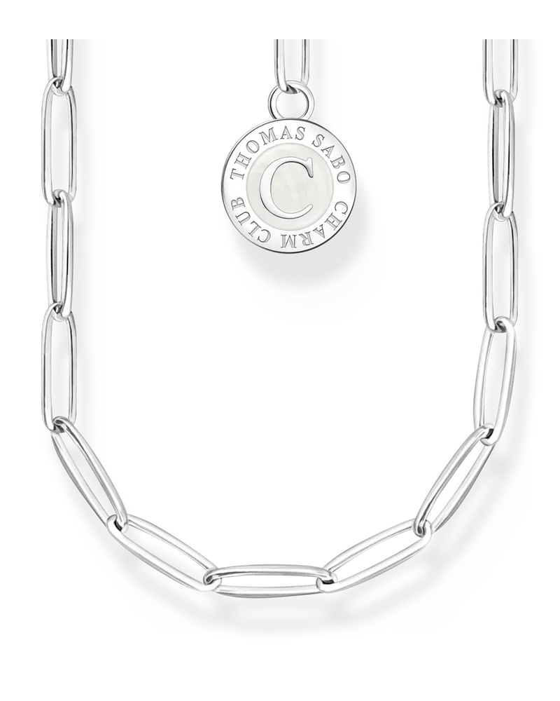 Thomas Sabo Damen Charm-Kette mit weißem Coin Silber, Sterlingsilber, Charm Club Collection Silberfarben