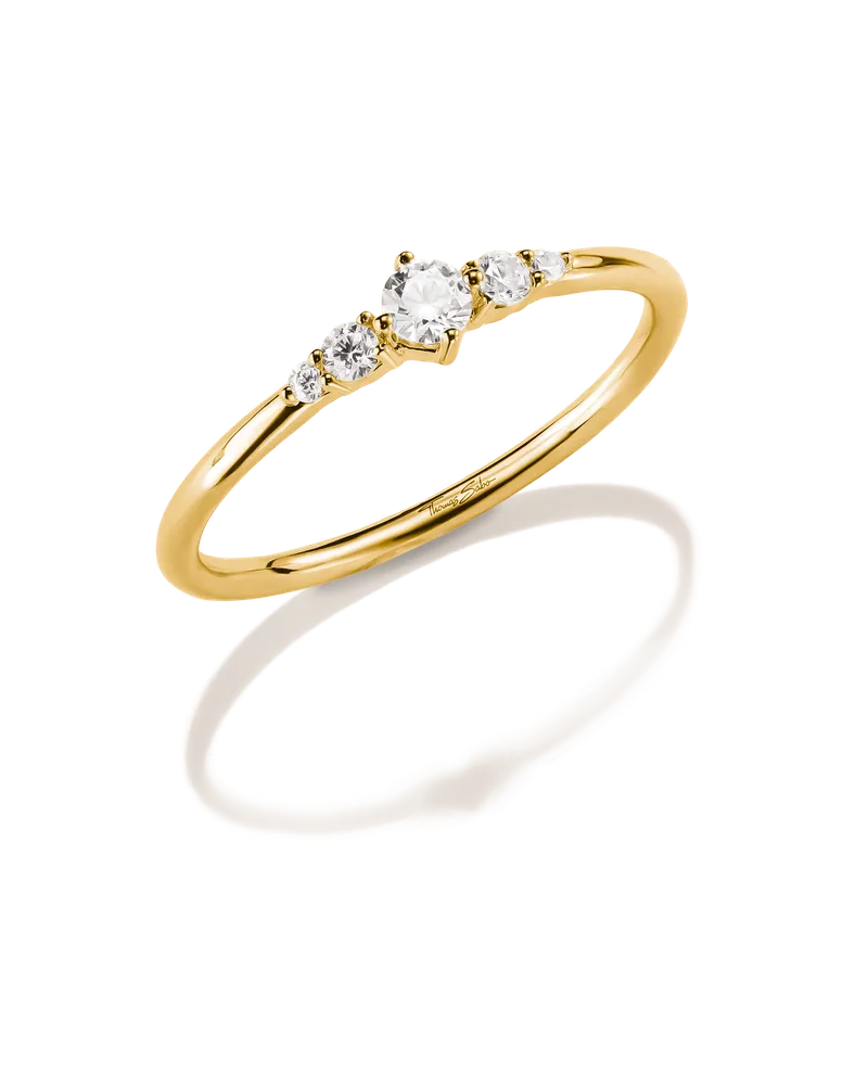 Thomas Sabo Damen Ring mit weißem Zirkonia, M01, Charming Collection Gelbgoldfarben