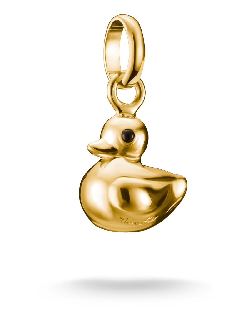 Thomas Sabo Damen Charm-Anhänger Ente Connect vergoldet, Sterlingsilber Gelbgold vergoldet Gelbgoldfarben