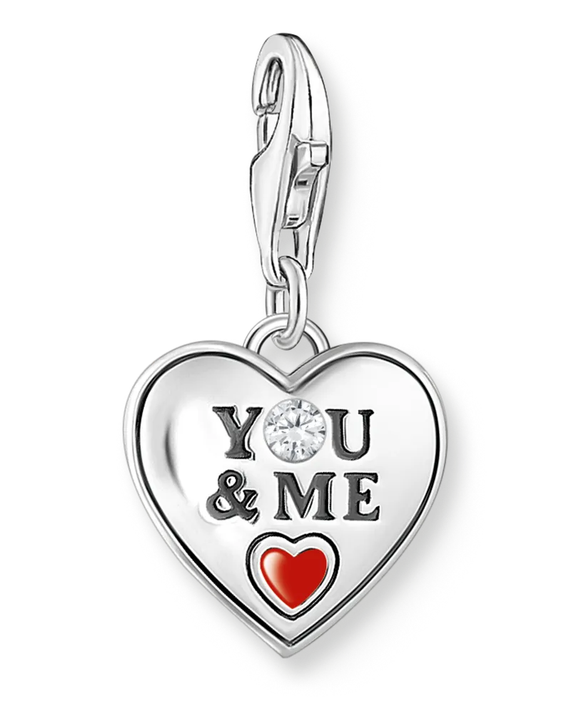 Thomas Sabo Damen Charm-Anhänger YOU & ME Silber, Sterlingsilber, Charm Club Collection Rot