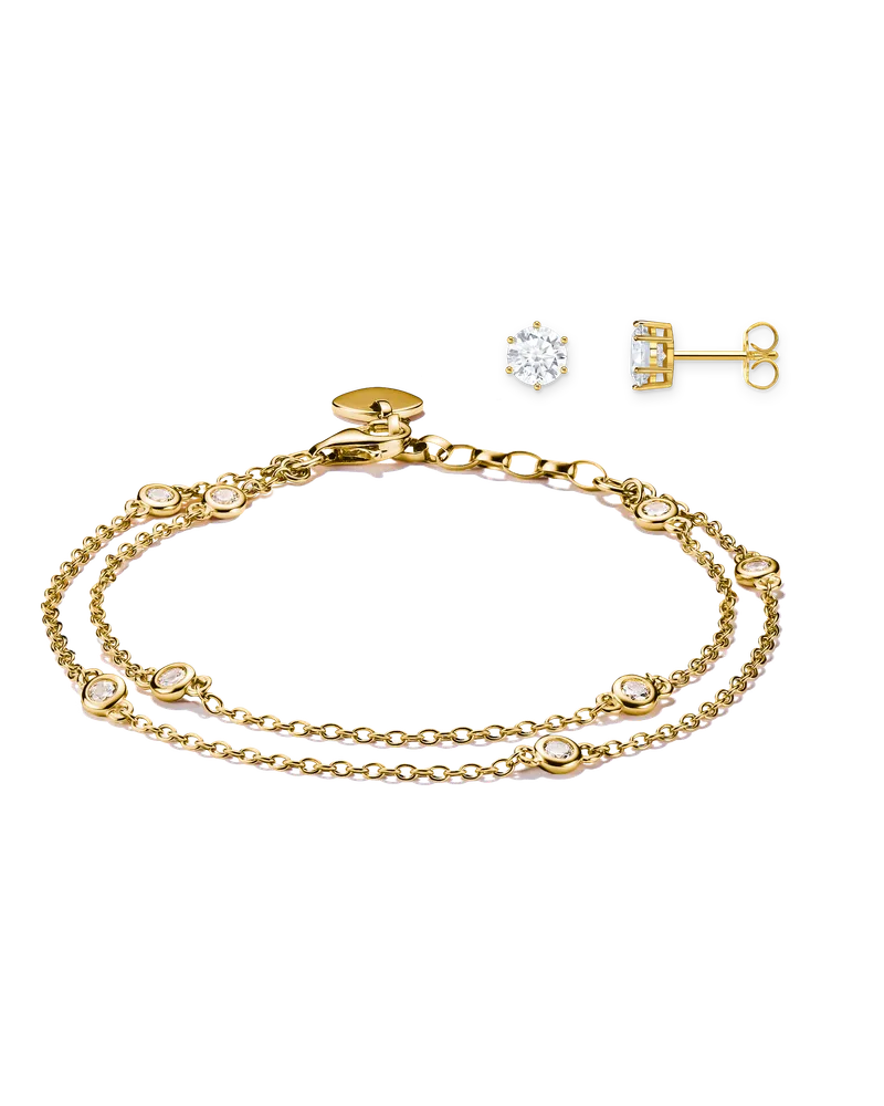 Thomas Sabo Herren Schmuck-Set Ohrringe & Armband mit Zirkonia vergoldet 