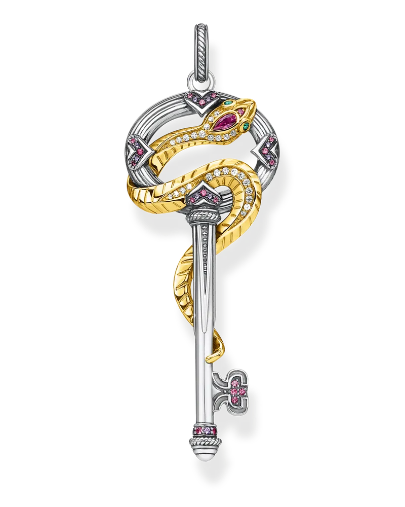 Thomas Sabo Damen Anhänger Schlüssel mit Schlange gold, Sterlingsilber Gelbgold vergoldet Gelbgoldfarben