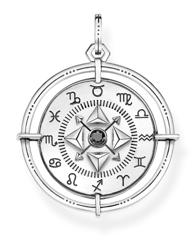 Thomas Sabo Herren Anhänger Amulett Elements of Nature silber, Sterlingsilber Schwarz