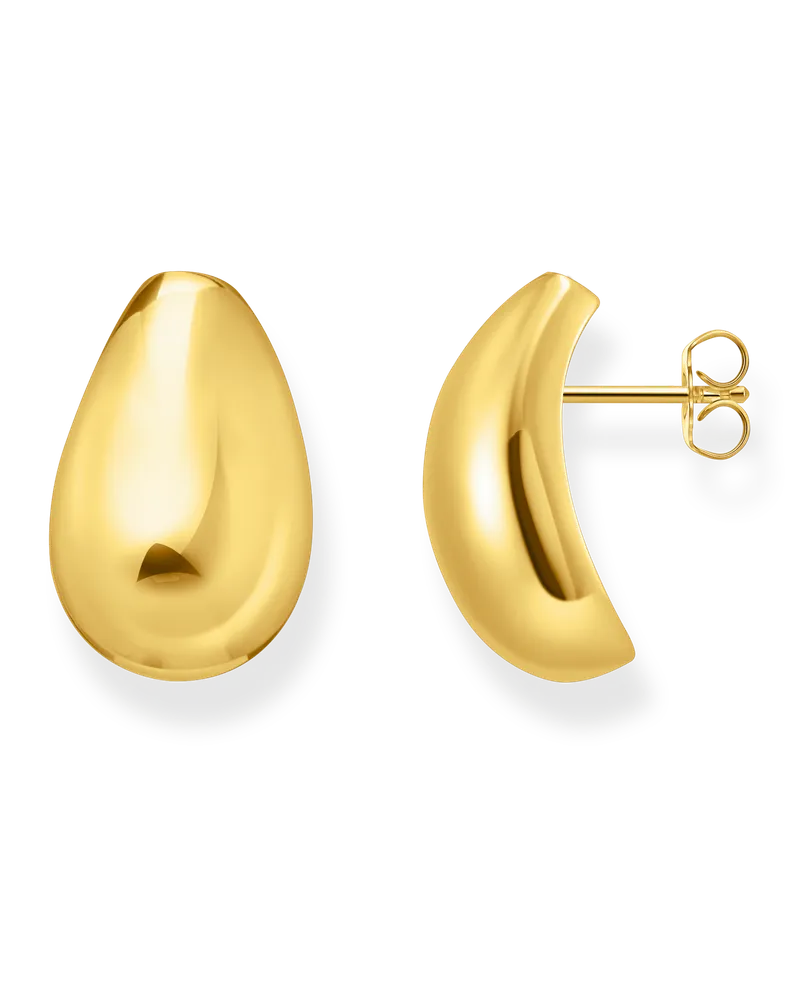 Thomas Sabo Damen Ohrringe Teardrop-Form vergoldet, Sterlingsilber Gelbgold vergoldet Gelbgoldfarben