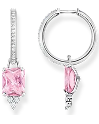 Thomas Sabo Creolen mit pinken und weißen Steinen Silber Pink