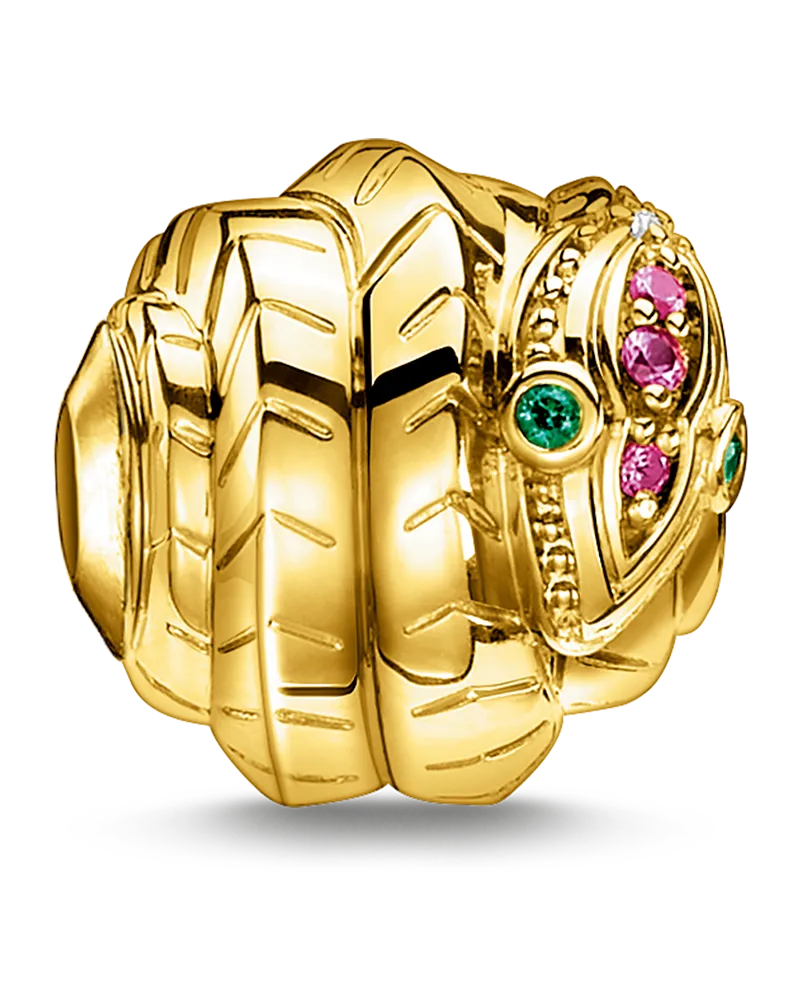 Thomas Sabo Damen Bead Schlange gold, 925 Sterlingsilber vergoldet Gelbgold/ Glas-Keramik Stein/ synthetischer Korund/ Zirkonia Gelbgoldfarben