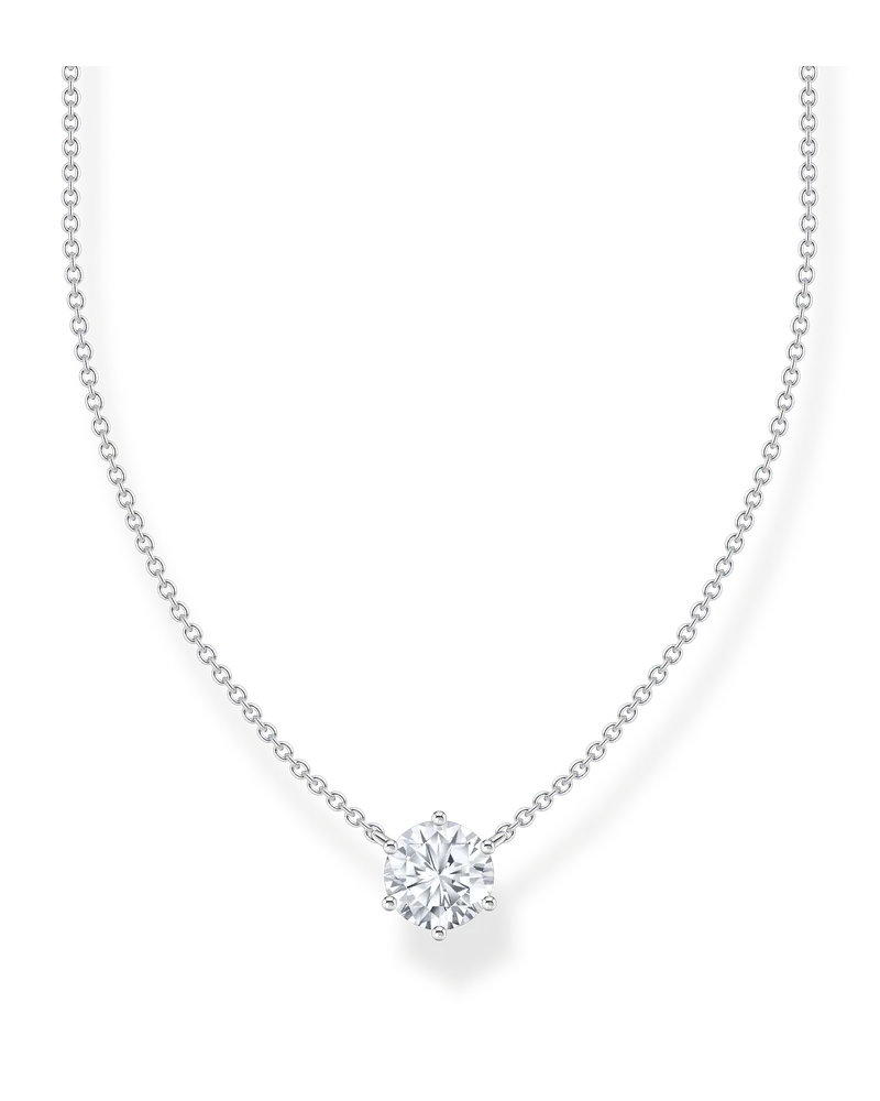 Thomas Sabo Damen Kette mit weißem Zirkonia-Anhänger Silber, Sterlingsilber Silberfarben