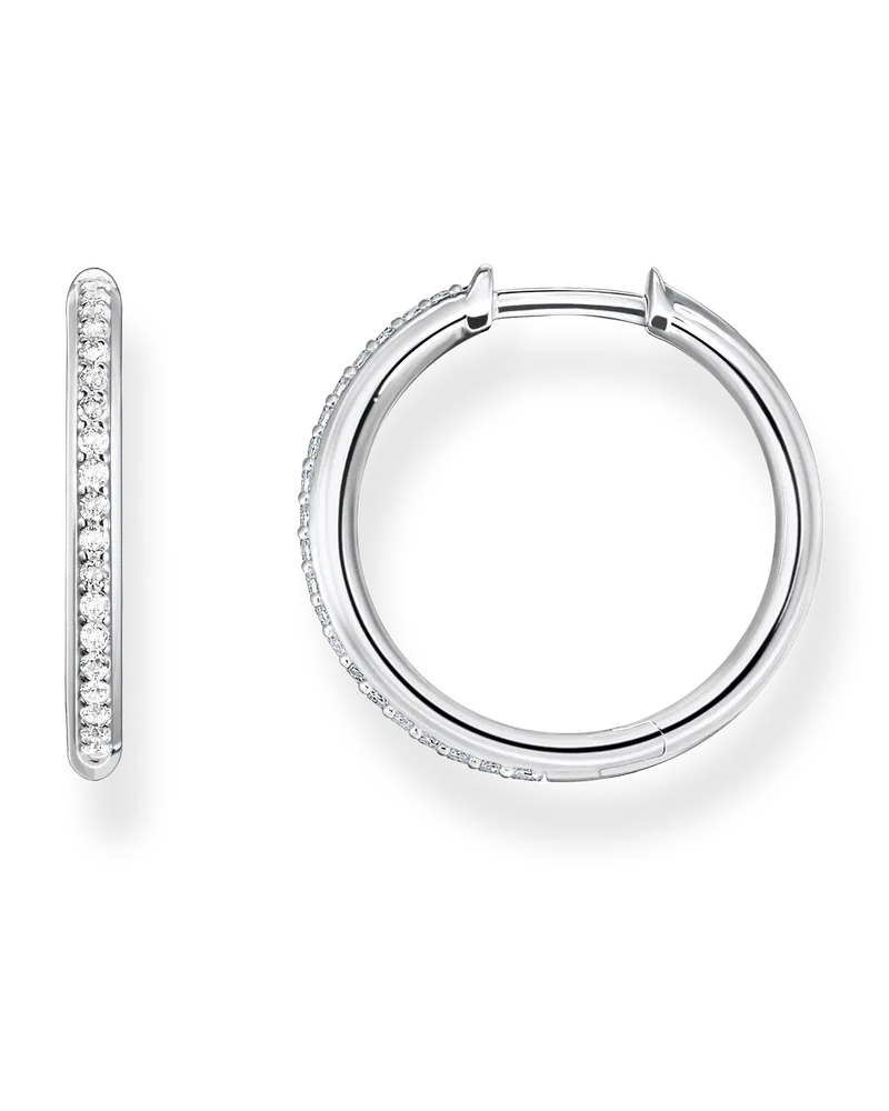 Thomas Sabo Damen Creolen weiße Steine Pavé silber, Sterlingsilber Silberfarben