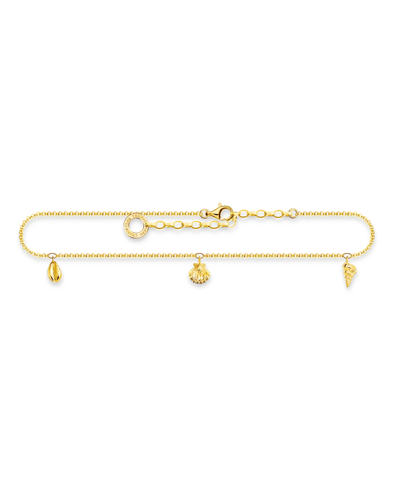 Thomas Sabo Damen Fußkette Muscheln gold, Sterlingsilber Gelbgold vergoldet, Charming Collection Gelbgoldfarben