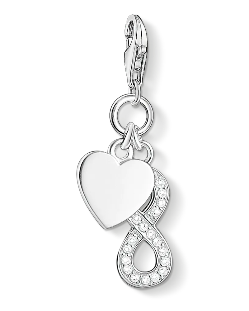 Thomas Sabo Damen Charm-Anhänger Herz mit Infinity, Sterlingsilber, Charm Club Collection Silberfarben