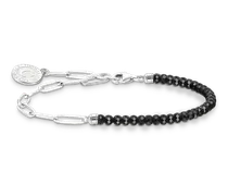 Damen Charm-Armband mit schwarzen Onyx-Beads und Coin Silber, Sterlingsilber, Charm Club Collection