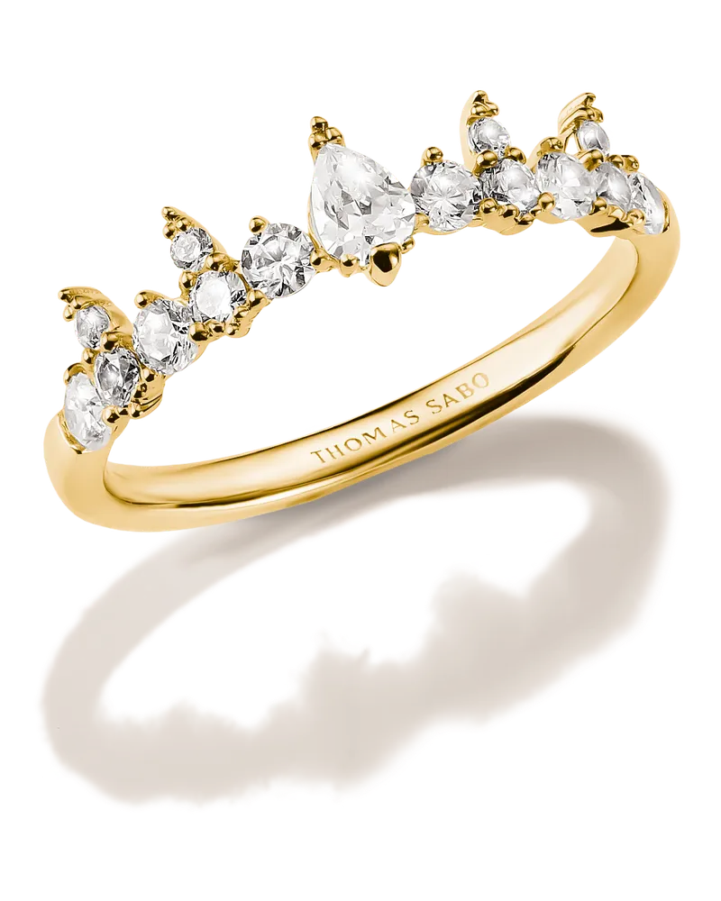 Thomas Sabo Ring mit weißem Zirkonia weiß TR2552-M01-14-60 Gelbgoldfarben