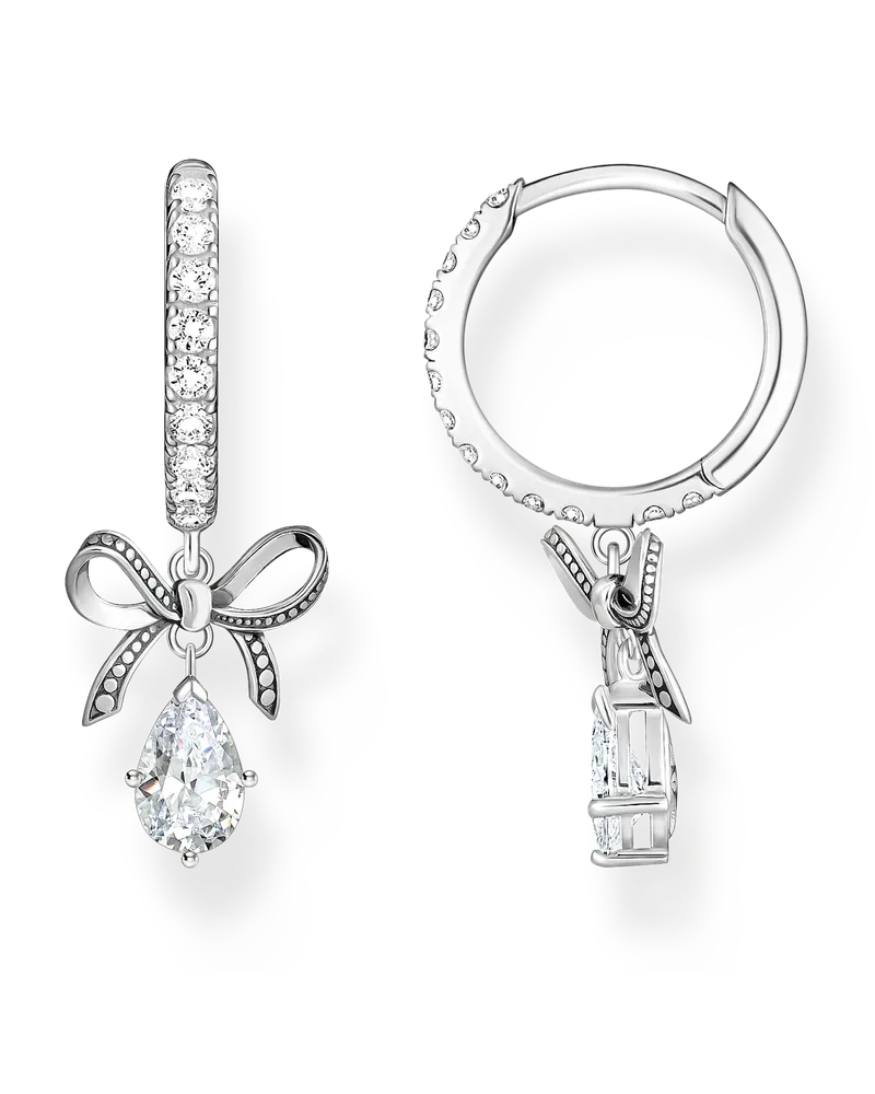 Thomas Sabo Damen Creolen mit Schleifen-Anhänger Silber, Sterlingsilber Silberfarben
