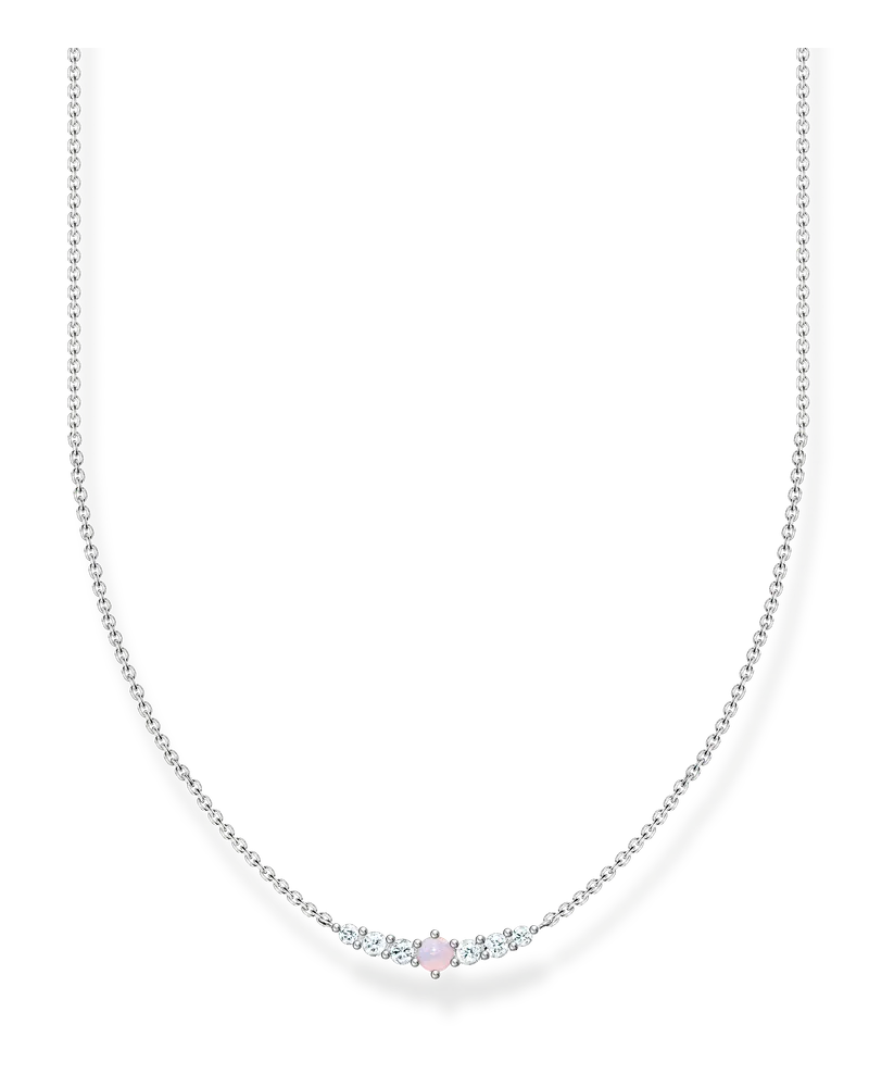 Thomas Sabo Damen Kette Vintage opalfarbener Stein rosa schimmernd, Sterlingsilber, Charming Collection Pink