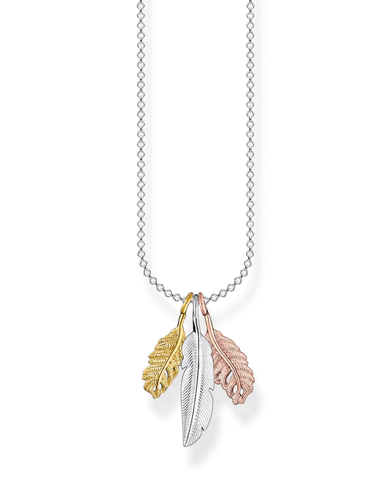 Thomas Sabo Damen Kette Federn, Sterlingsilber Gelbgold vergoldet, Charming Collection Gelbgoldfarben