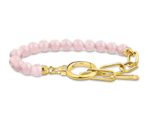 Armband mit rosa Beads und Gliederelementen vergoldet