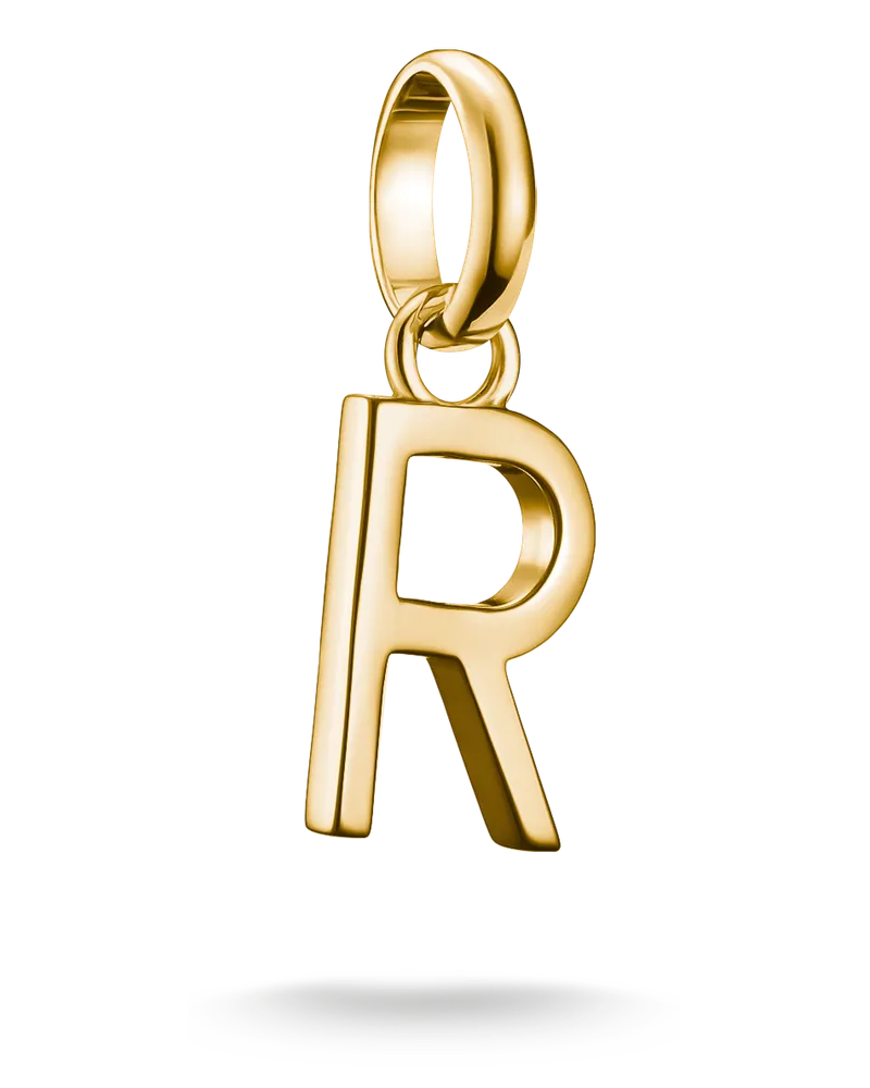 Thomas Sabo Damen Charm-Anhänger Buchstabe R Connect vergoldet, Sterlingsilber Gelbgold vergoldet Gelbgoldfarben