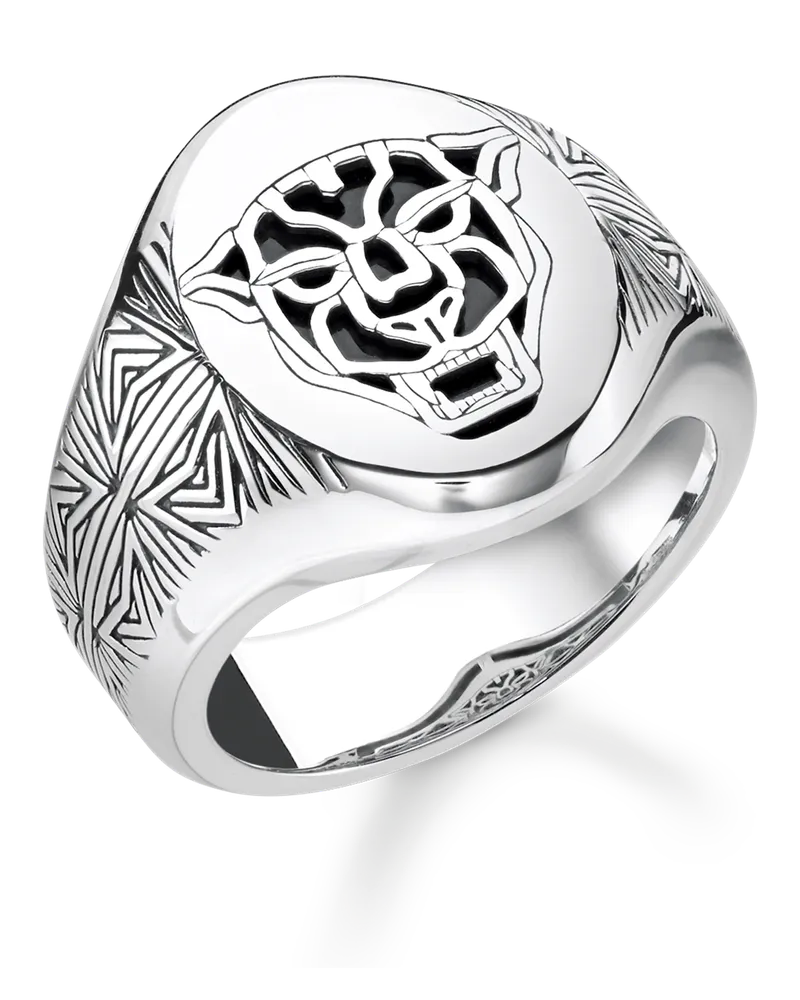 Thomas Sabo Herren Ring Black Cat, Sterlingsilber Schwarz