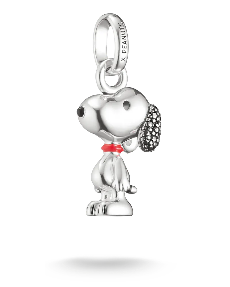 Thomas Sabo Herren Charm-Anhänger Snoopy Pavé PEANUTS Connect Silber, Sterlingsilber, Charm Club Collection Rot
