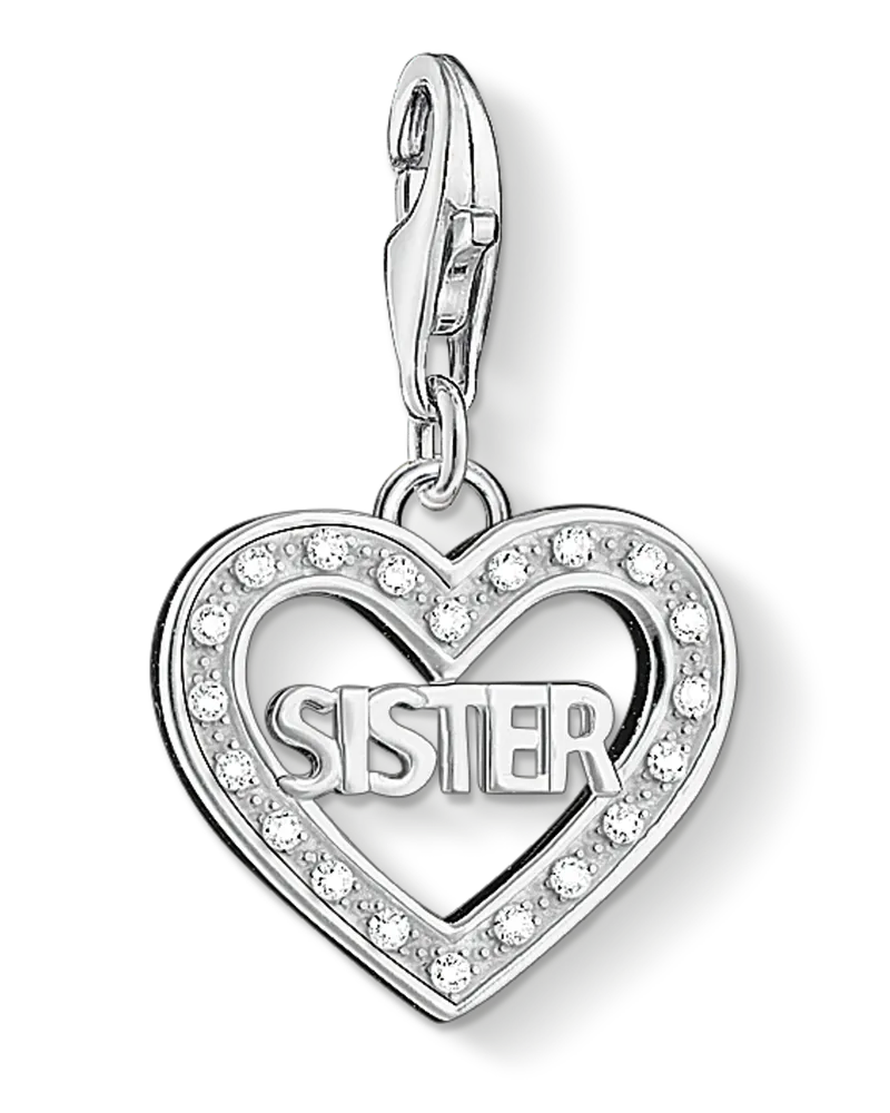 Thomas Sabo Damen Charm-Anhänger SISTER, Sterlingsilber, Charm Club Collection Silberfarben