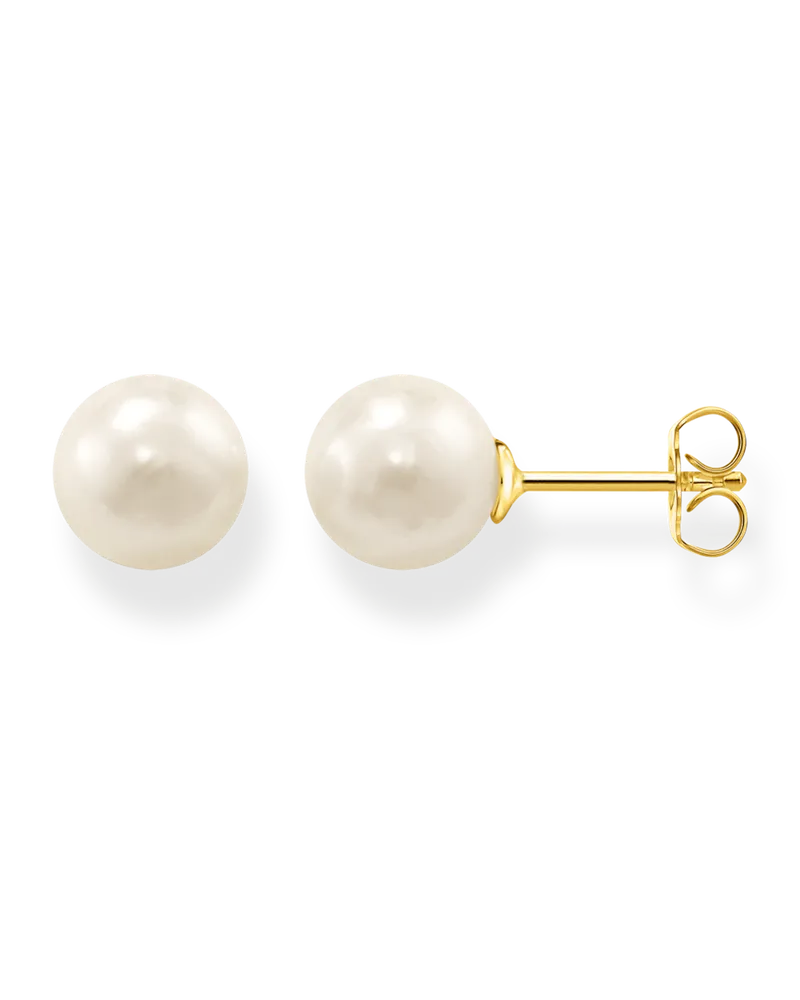 Thomas Sabo Damen Ohrstecker Perle gold, Sterlingsilber Gelbgold vergoldet Gelbgoldfarben