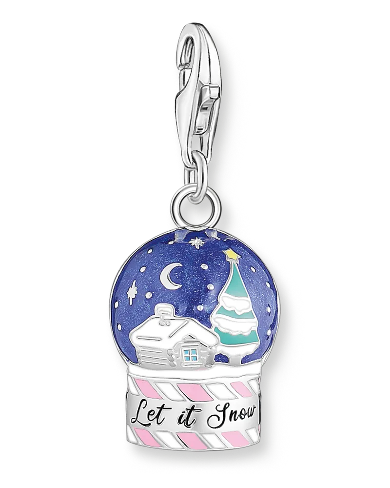 Thomas Sabo Damen Charm-Anhänger Schneekugel Silber, Sterlingsilber, Charm Club Collection Blau