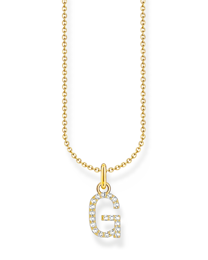 Thomas Sabo Damen Kette mit Buchstaben-Anhänger G vergoldet, Sterlingsilber Gelbgold vergoldet, Charming Collection Gelbgoldfarben