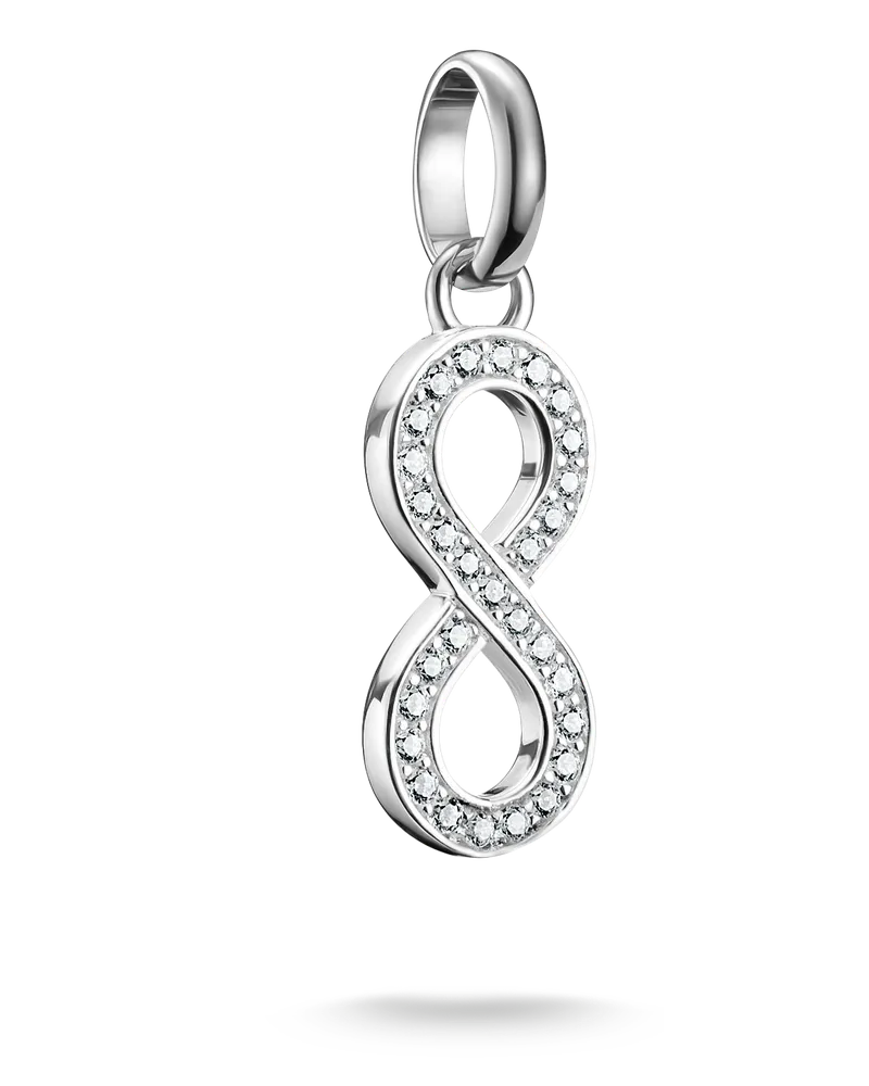 Thomas Sabo Damen Charm-Anhänger Infinity-Zeichen mit Steinen Connect Silber, Sterlingsilber Silberfarben