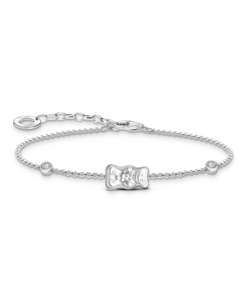Thomas Sabo Damen Armband mit HARIBO Goldbär und Steinen Silber, Sterlingsilber, Charming Collection Silberfarben