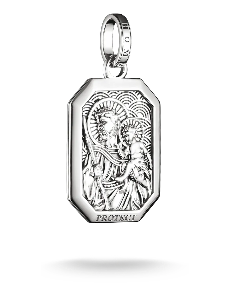Thomas Sabo Herren Anhänger Sankt Christopherus Silber, Sterlingsilber geschwärzt Silberfarben