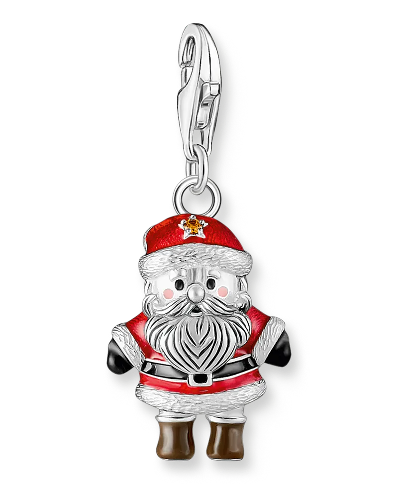 Thomas Sabo Damen Charm-Anhänger Santa Claus Silber, Sterlingsilber Braun