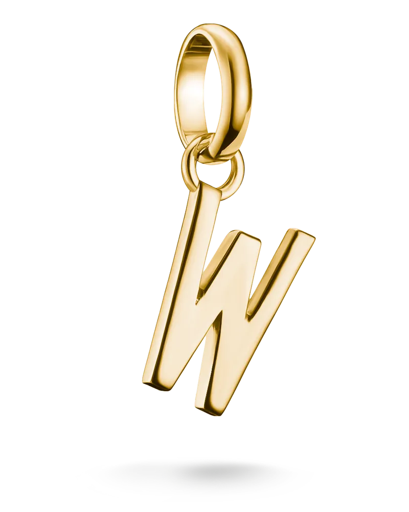 Thomas Sabo Damen Charm-Anhänger Buchstabe W Connect vergoldet, Sterlingsilber Gelbgold vergoldet Gelbgoldfarben